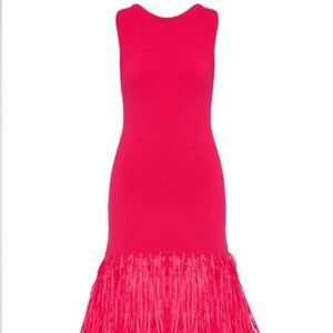 NWT Aje Rushes Raffia Knit Midi Dress Fuchsia XL Sold Out